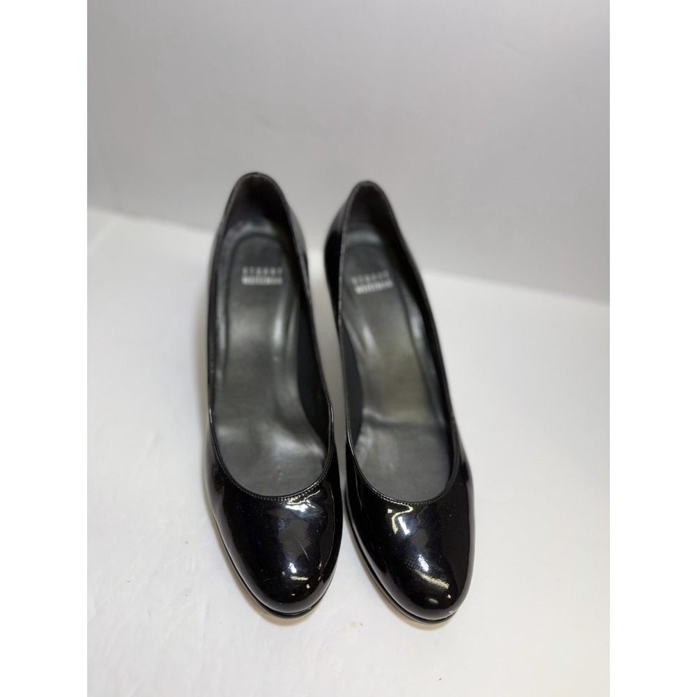 Stuart‎ Weitzman Shoes Womens 7.5 Black Patent Leather Round Toe Stiletto Pumps
